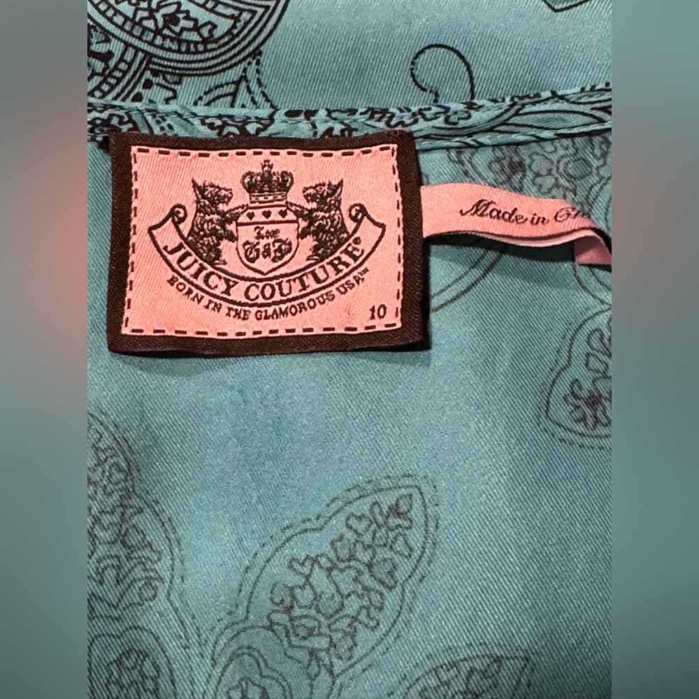 Juicy Couture Turquoise Paisley Silk Dress size 10 - Picture 14 of 14